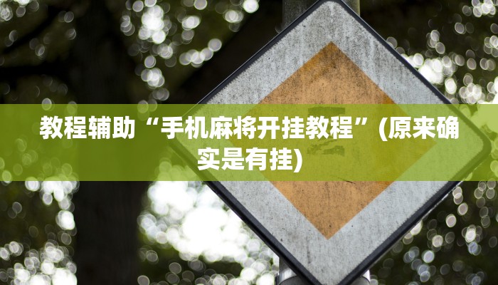 教程辅助“手机麻将开挂教程”(原来确实是有挂)