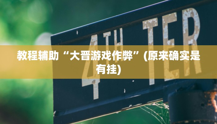 教程辅助“大晋游戏作弊”(原来确实是有挂)