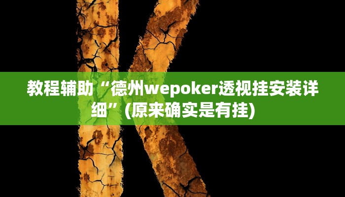 教程辅助“德州wepoker透视挂安装详细”(原来确实是有挂)