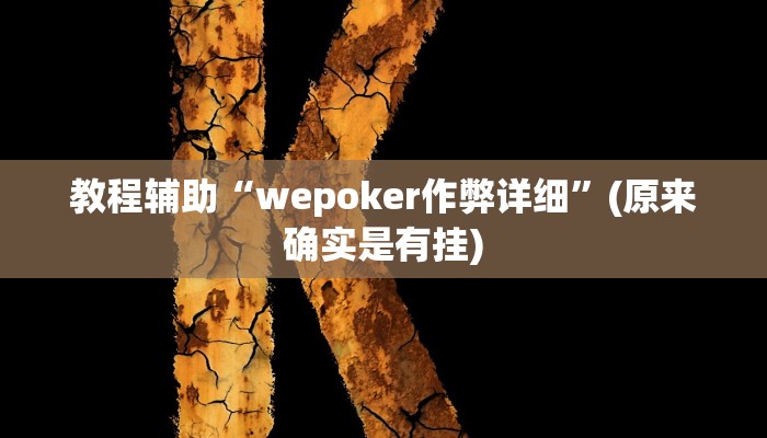 教程辅助“wepoker作弊详细”(原来确实是有挂)