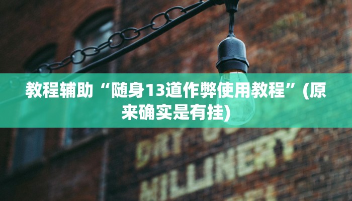 教程辅助“随身13道作弊使用教程”(原来确实是有挂)