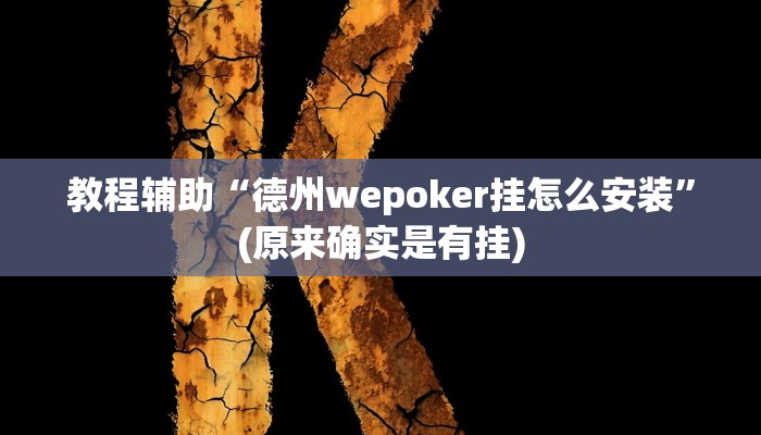 教程辅助“德州wepoker挂怎么安装”(原来确实是有挂)