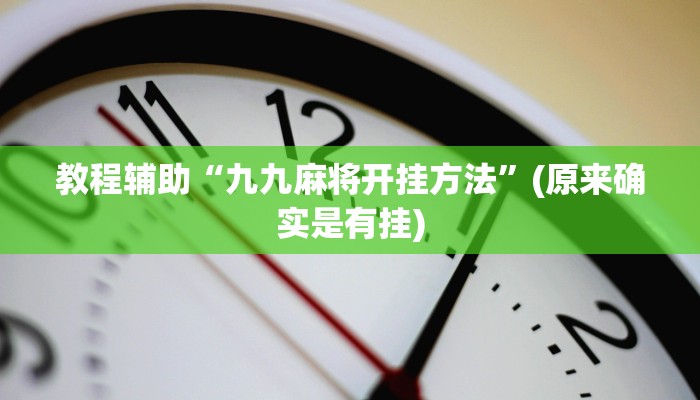 教程辅助“九九麻将开挂方法”(原来确实是有挂)