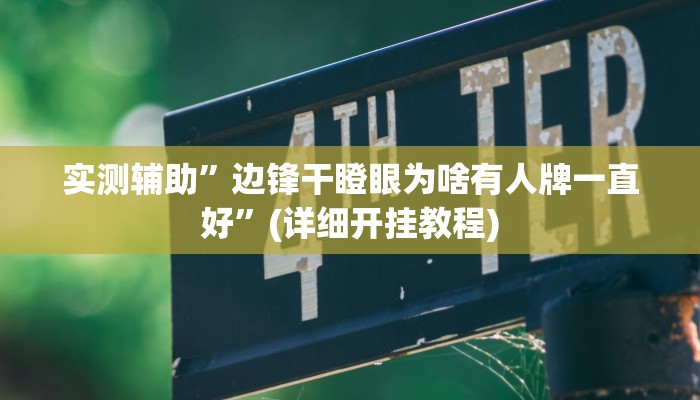 实测辅助”边锋干瞪眼为啥有人牌一直好”(详细开挂教程)