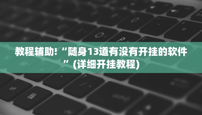 教程辅助!“随身13道有没有开挂的软件”(详细开挂教程)